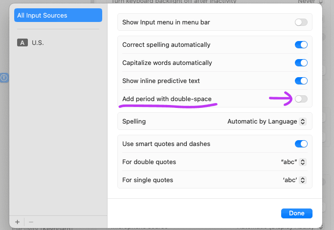 keyboard inputs